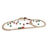 Eichhorn 55-Piece Wooden Train Set with Bridge and Storable Wagon   563118550